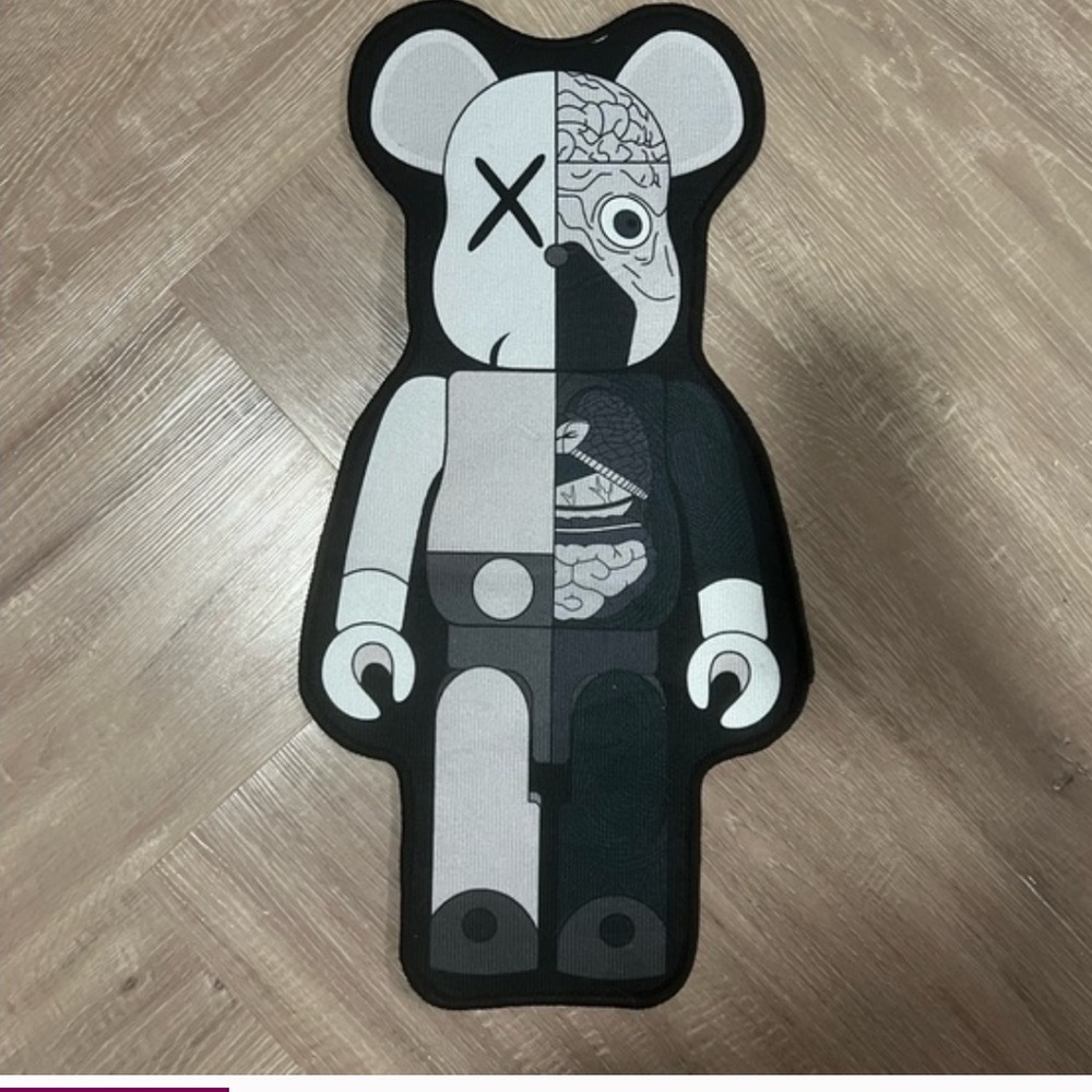 Custom Black and Silver Bear Brick Rug